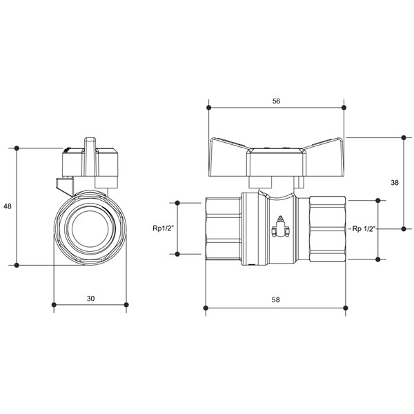 Product image of 1/2" Gas Butterfly Handle Ball Valve ff  