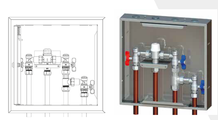 Product image of AVG Tmv in Recessed Cabinet 15mm With Bypass - 4 Pipe