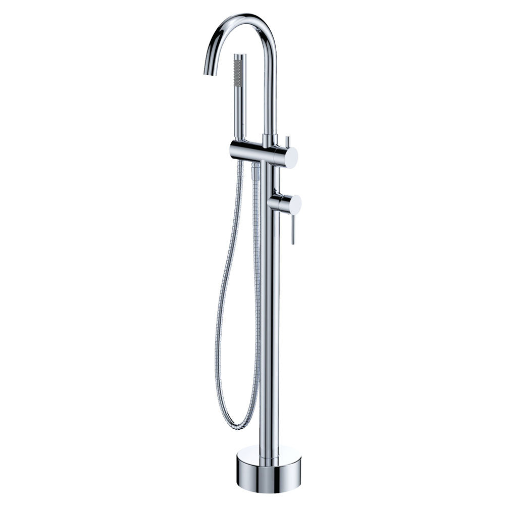 Product image of Fienza KAYA Floor Mounted Bath Mixer with Hand Shower Chrome (213113)
