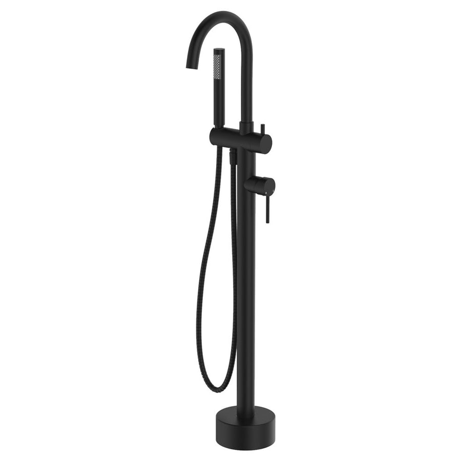 Product image of Fienza KAYA Floor Mounted Bath Mixer with Hand Shower Matte Black (213113B)