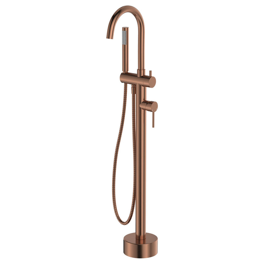 Product image of Fienza KAYA Floor Mounted Bath Mixer with Hand Shower Brushed Copper (213113CO)