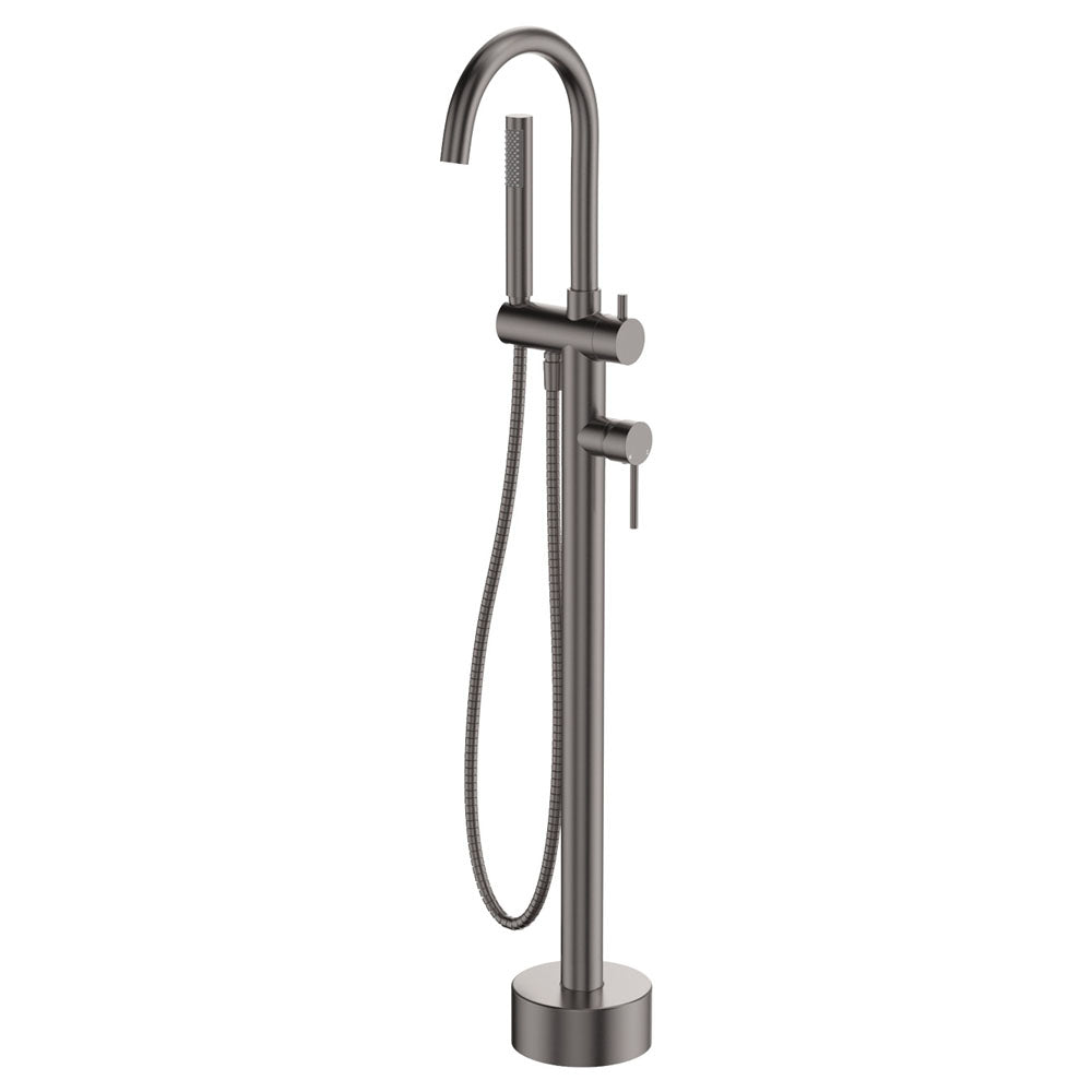 Product image of Fienza KAYA Floor Mounted Bath Mixer with Hand Shower Gun Metal (213113GM)