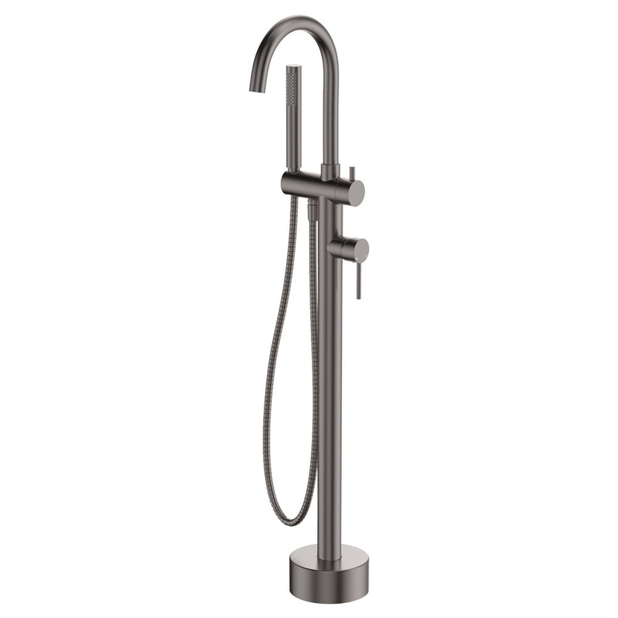 Product image of Fienza KAYA Floor Mounted Bath Mixer with Hand Shower Gun Metal (213113GM)