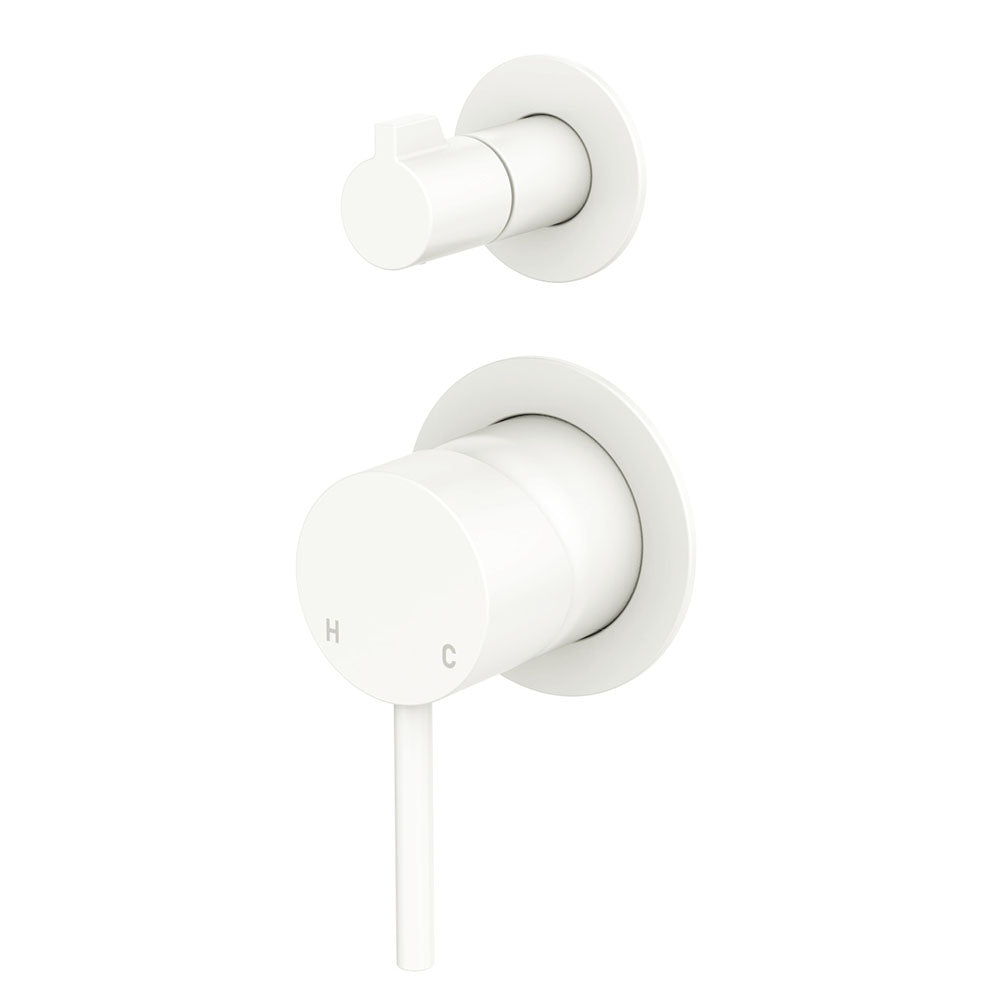 Product image of Fienza KAYA Diverter Mixer Small Round Plate Matte White (228102MW-4)
