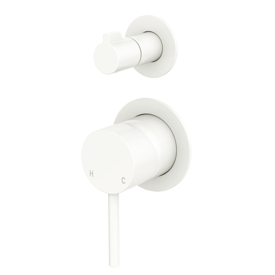 Product image of Fienza KAYA Diverter Mixer Small Round Plate Matte White (228102MW-4)