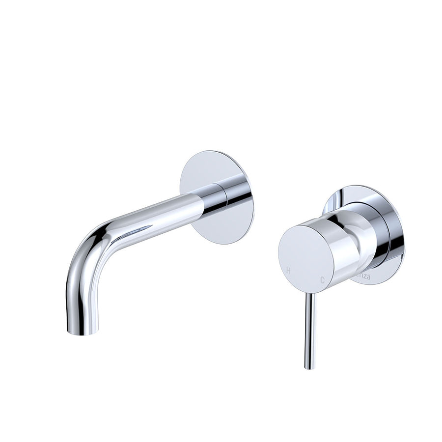 Product image of Kaya Basin/Bath Wall Mixer Set, Round Plates, 130mm Outlet, Chrome 228104-130-LF