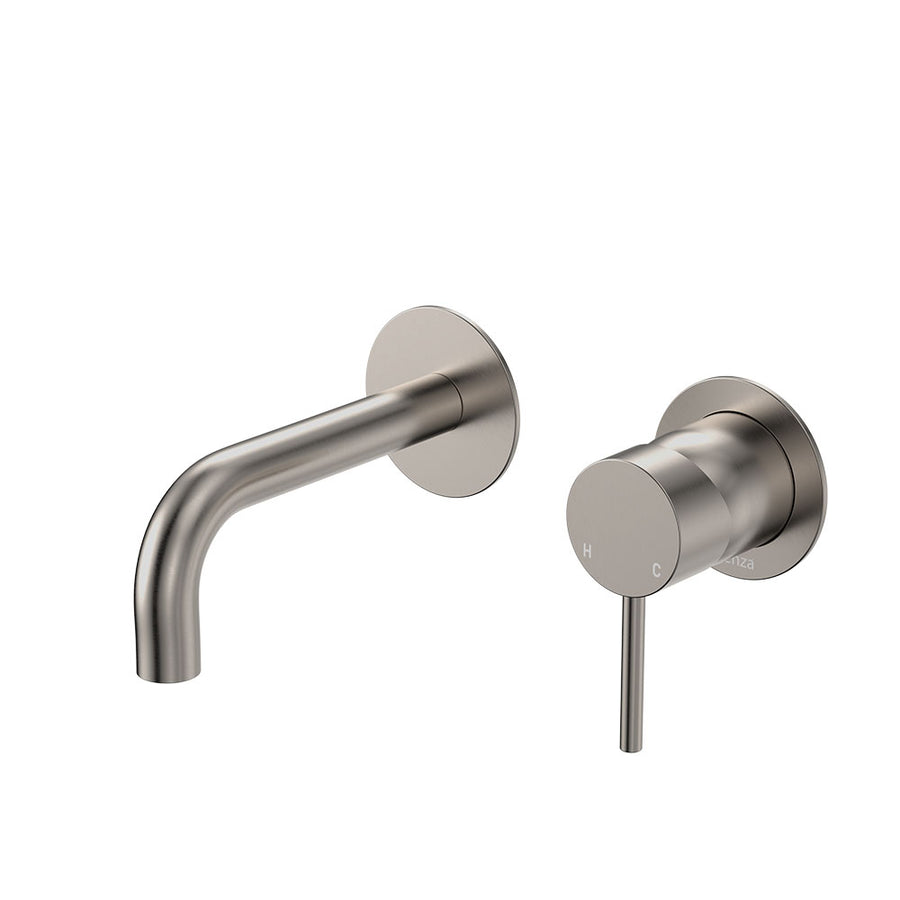 Product image of Fienza KAYA Basin/Bath Wall Mixer Set Round Plates 130mm Outlet Brushed Nickel LF SUS304