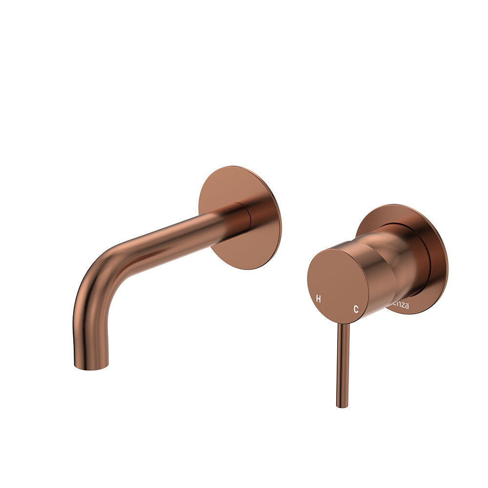 Product image of Fienza KAYA Basin/Bath Wall Mixer Set Rnd Plates 130mm Outlet Brushed Cop LF SUS304 228104CO-130-LF