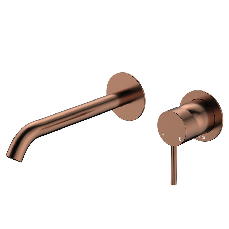 Product image of Fienza KAYA Basin/Bath Wall Mixer Set Rnd Plates 200mm Outlet Brushed Cop LF SUS304 -228104CO-200-LF