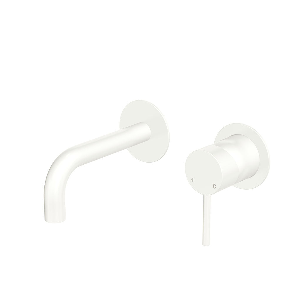 Product image of Fienza KAYA Basin/Bath Wall Mixer Set Rnd Plates 130mm Outlet Matte White LF SUS304 -228104MW-130-LF