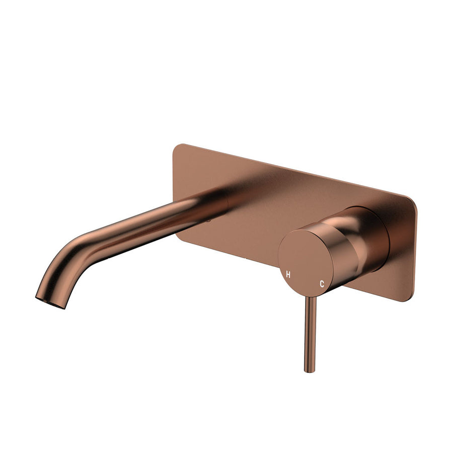 Product image of Fienza KAYA Basin/Bath Wall Mixer Set Rectangular Plate 160mm Outlet Brushed Copper LF SUS304