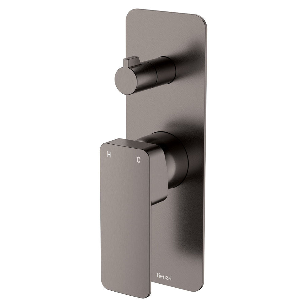Product image of Fienza TONO Wall Diverter Mixer Large Rectangular Plate Gun Metal LF SUS304
