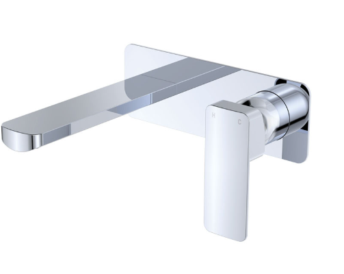 Product image of Fienza TONO Basin/Bath Wall Mixer 160mm Outlet Set Large Square Plates Chrome (233106-LF)