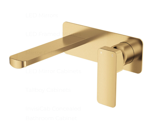 Product image of Fienza TONO Basin/Bath Wall Mixer Set 160mm Outlet Lge Rectangular Plate Urban Brass LF SUS304