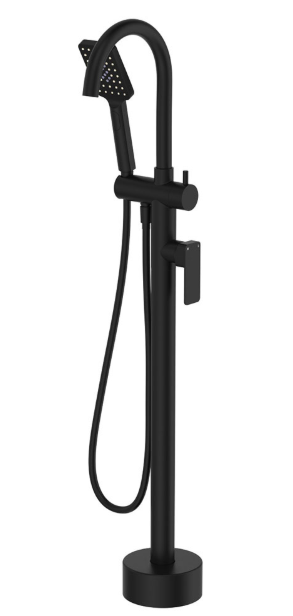 Product image of Fienza TONO Floor Mounted Bath Mixer with Hand Shower Matte Black (233113B)