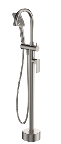 Product image of Fienza TONO Floor Mounted Bath Mixer with Hand Shower Brushed Nickel (233113BN)