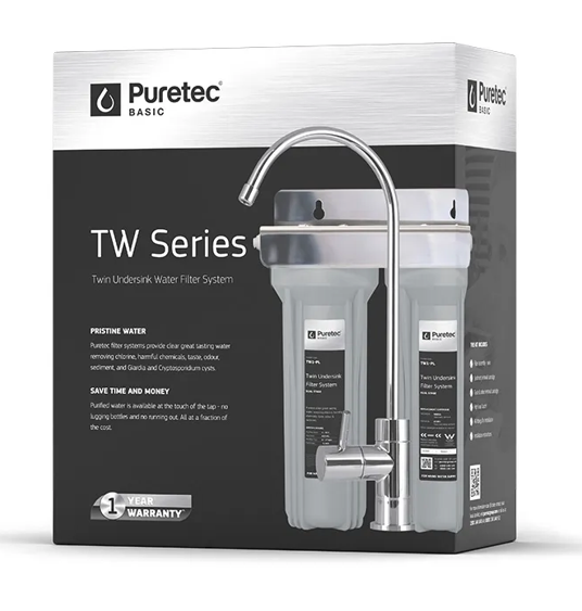 Puretec Filter System Twin Undersink 10 inch incl PLV, OT235 faucet,
