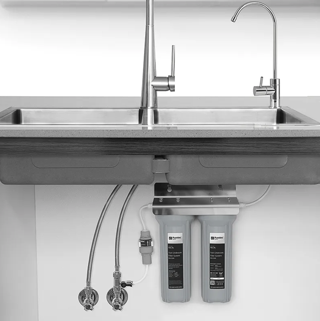Puretec Filter System Twin Undersink 10 inch incl PLV, OT235 faucet,