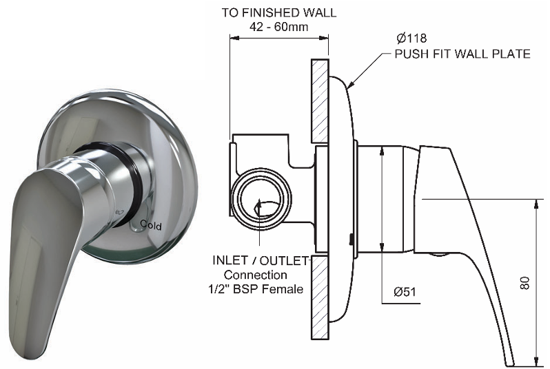 Product image of Ram Fiesta Cp Shower Mixer - 40mm