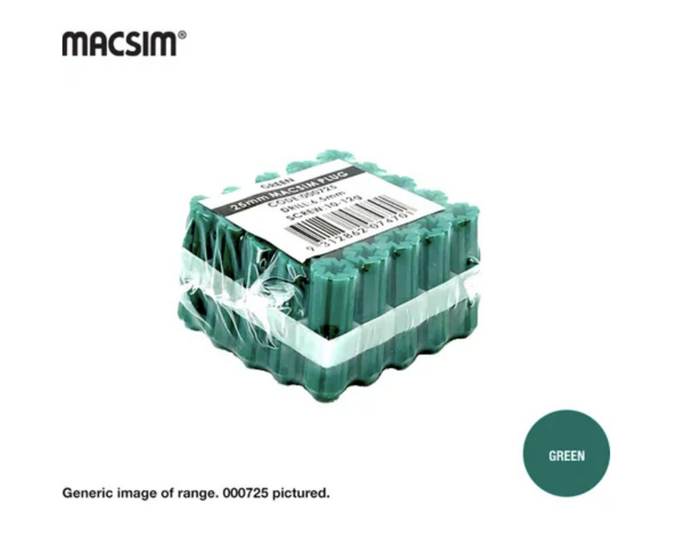 Product image of Wall Plug Green 35mm (pkt 25)  