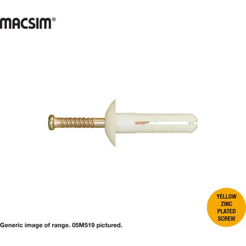 Product image of Nylon Anchors Mushroom Head 25 x 6.5mm (100) (Tap Ins) 