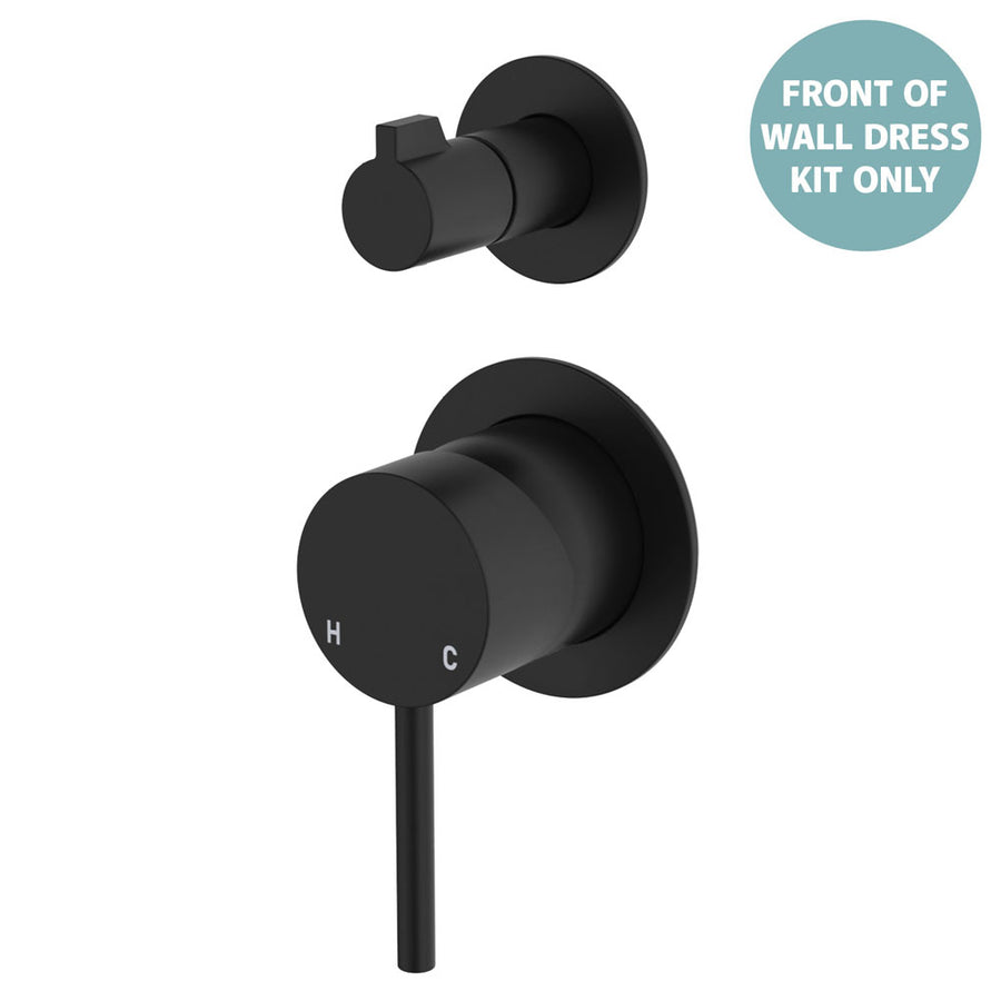 Product image of Fienza KAYA Wall Diverter Mixer Dress Kit Set Small Round Plates Matte Black LF SUS304 D228102B-4-LF