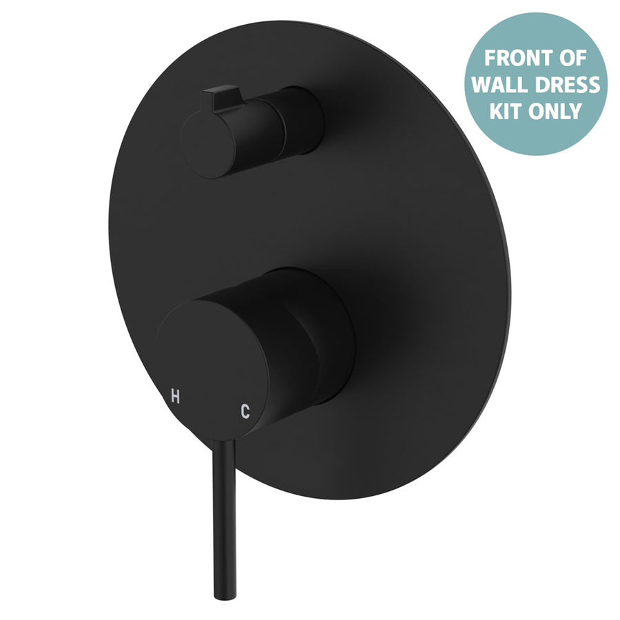 Product image of Fienza KAYA Wall Diverter Mixer Dress Kit Set Large Round Plate Matte Black LF SUS304 D228102B-LF