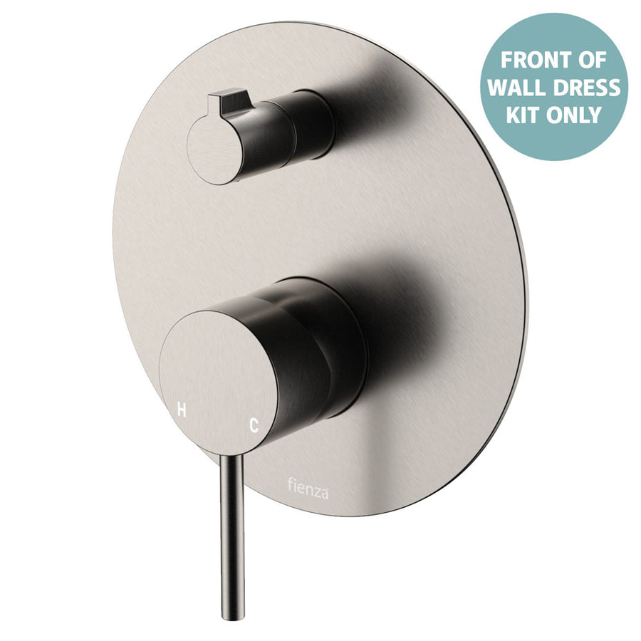 Product image of Fienza KAYA Wall Diverter Mixer Dress Kit Set Large Round Plate Brushed Nickel LF D228102BN-LF