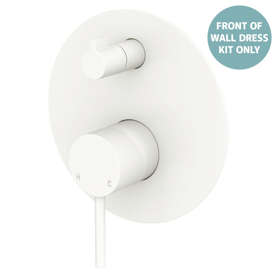 Product image of Fienza KAYA Wall Diverter Mixer Dress Kit Set Large Round Plate Matte White LF SUS304 D228102MW-LF