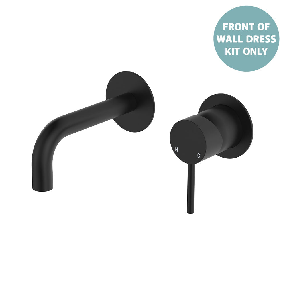 Product image of Fienza KAYA Basin/Bath Wall Mixer 130mm Outlet Set Dress Kit Round Plates SUS304 LF M/Black
