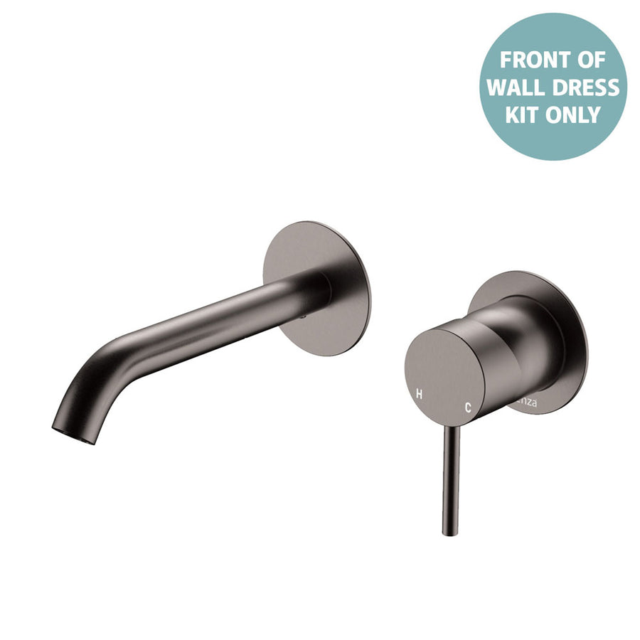 Product image of Fienza KAYA Basin/Bath Wall Mixer 160 Dress Kit Gun Metal Round Plate D228104GM