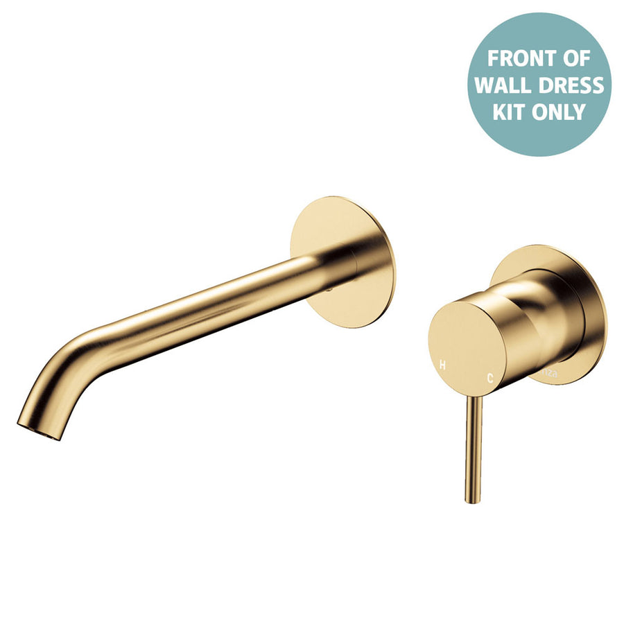 Product image of Fienza KAYA Basin/Bath Wall Mixer 200 Dress Kit Urban Brass Round Plate D228104UB-200