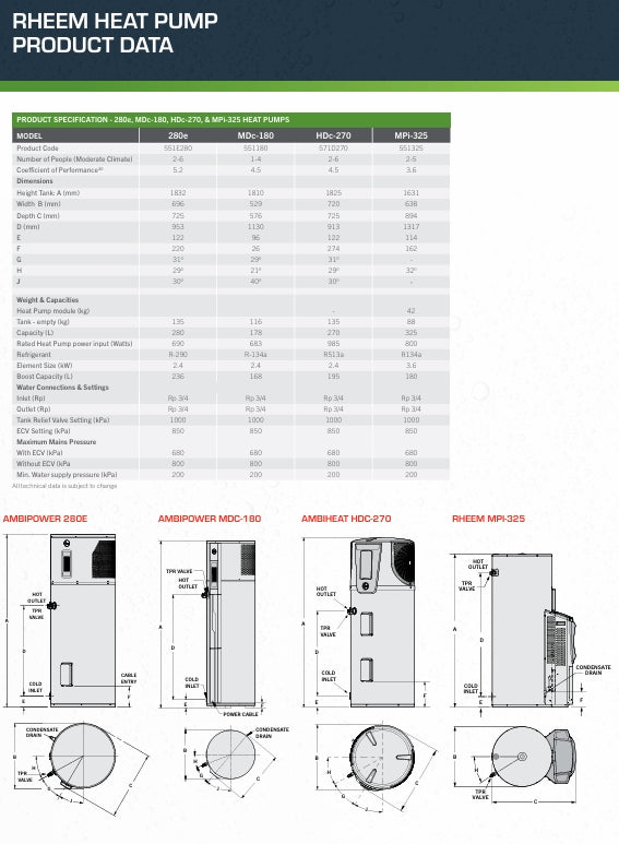 Rheem MPi-325 Series II Heat Pump