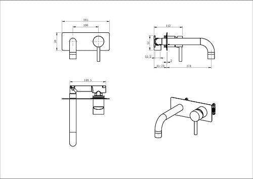 Enhance Nobel Plus Wall Basin Mixer